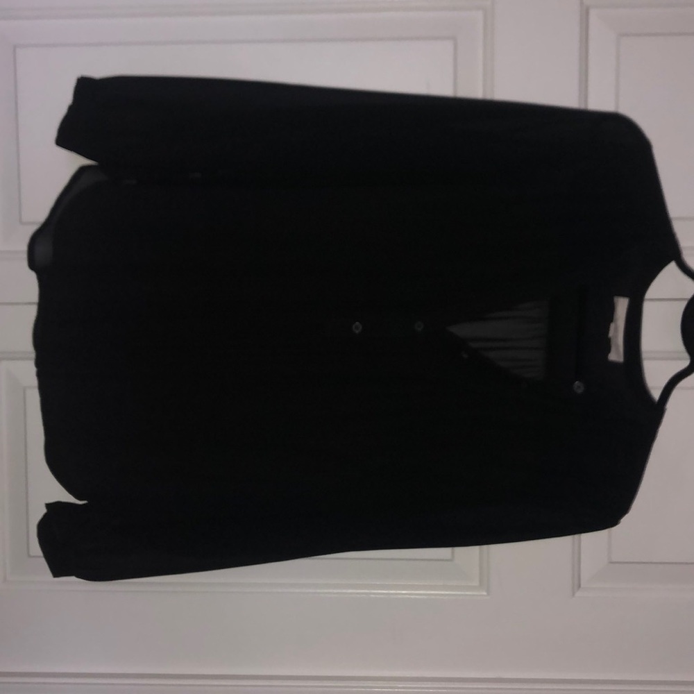 Black chiffon, see thru, long sleeve top